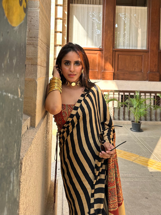 Kanak - Ajrak Modal Silk Saree