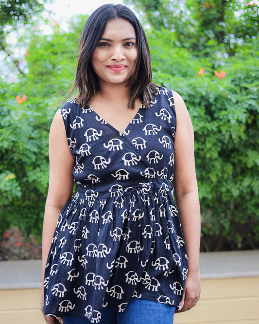 Rewa - Sleeveless Block printed Top