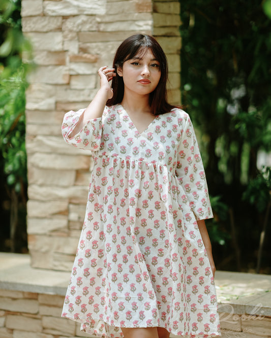 Roshi Block Printed Cotton Dress