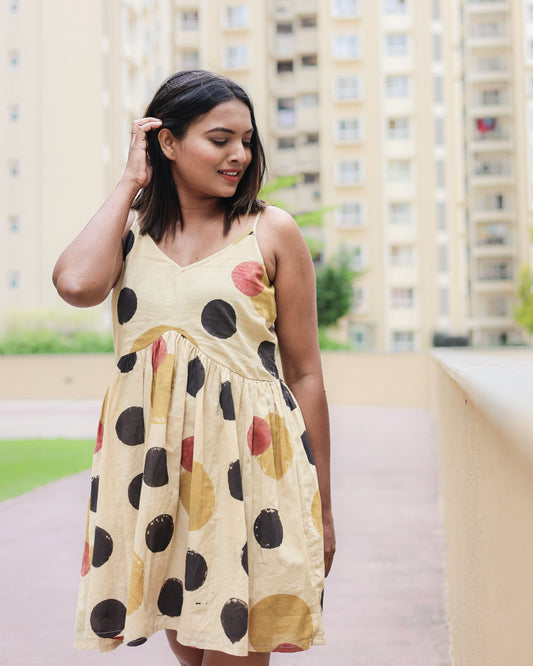 Vera - Block Printed Polka Dot Dress