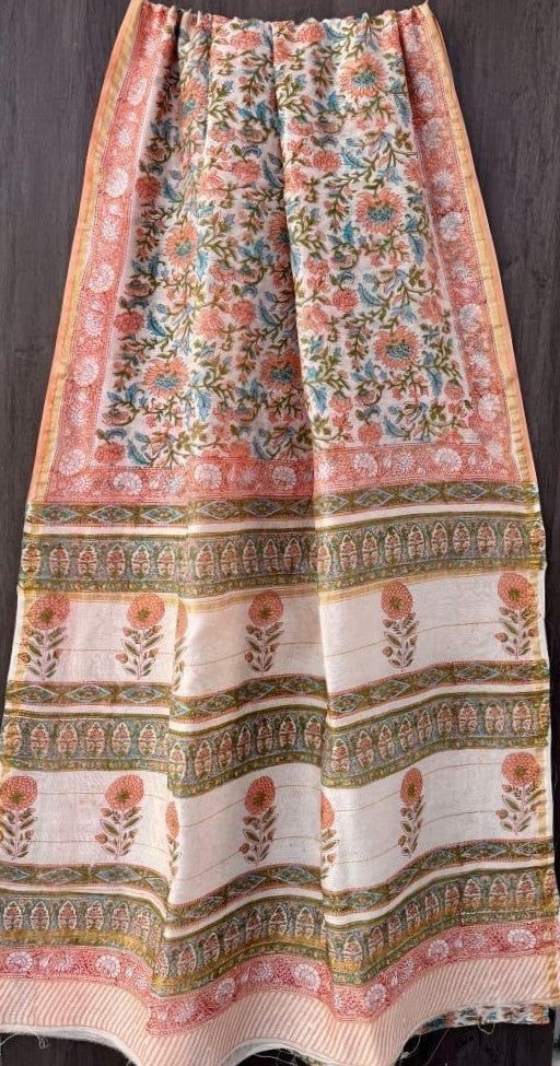 Manushi Hand Block Chanderi Saree