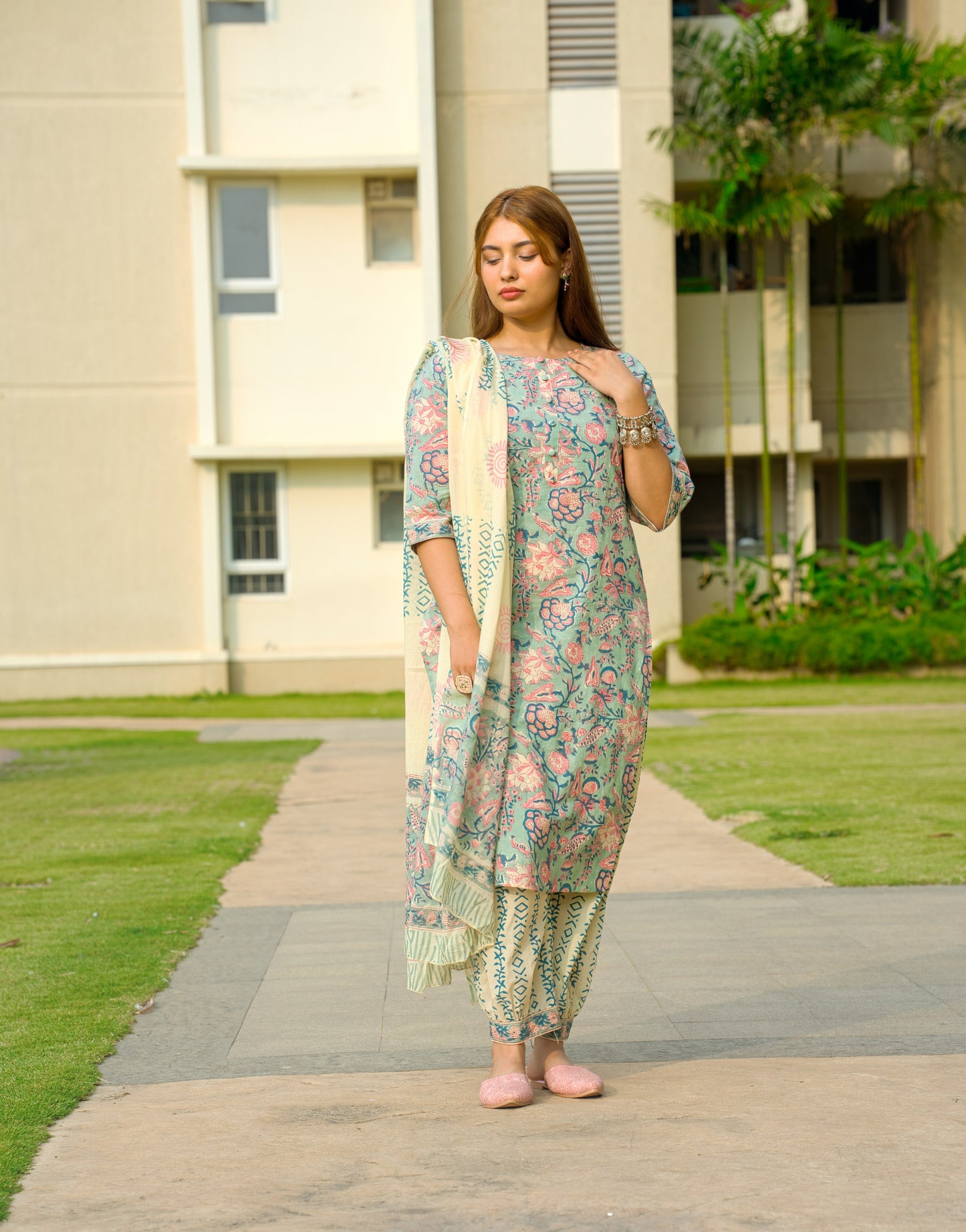 Nilofer - Block Printed Cotton Suit