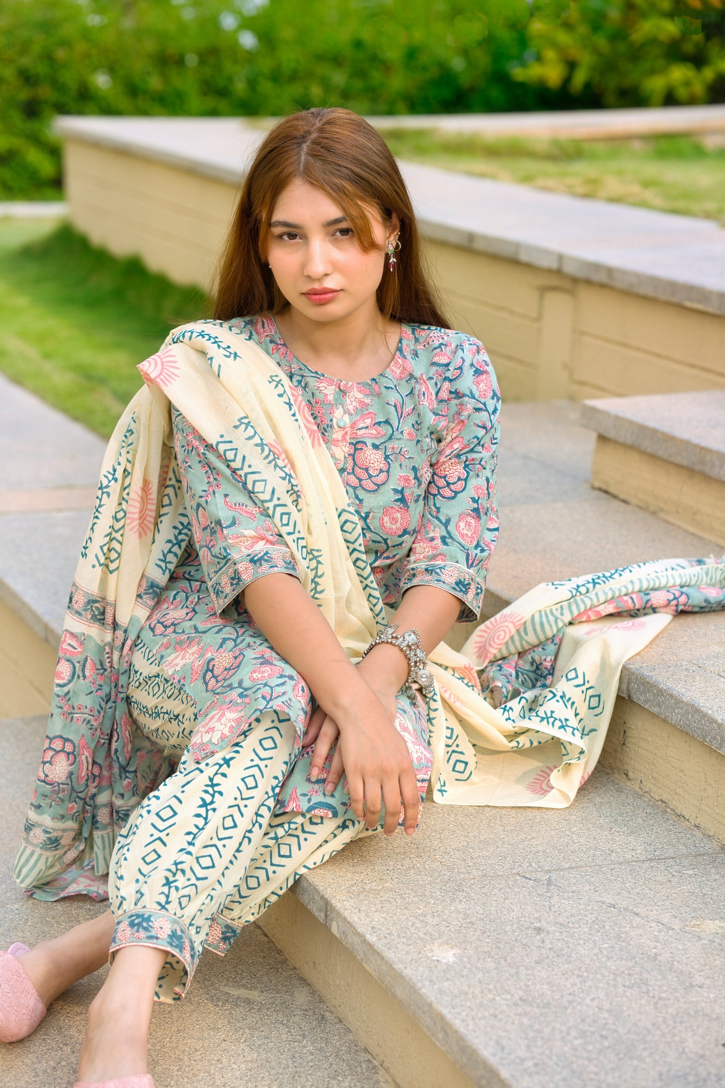 Nilofer - Block Printed Cotton Suit