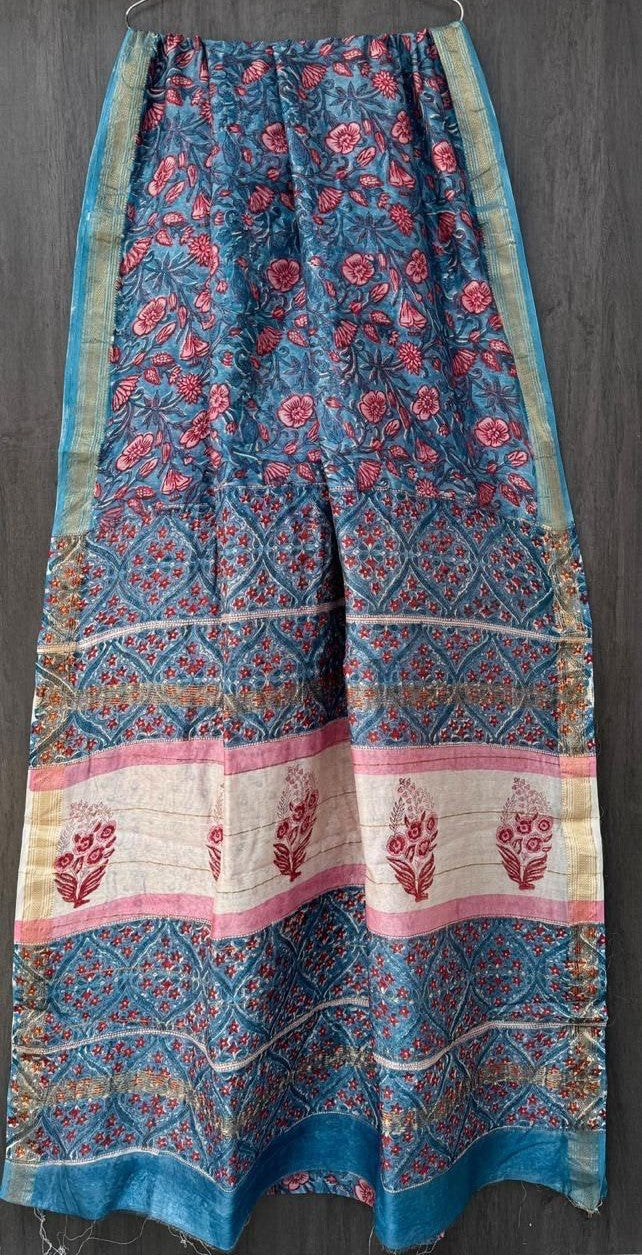 Nitya Hand Block Chanderi Saree