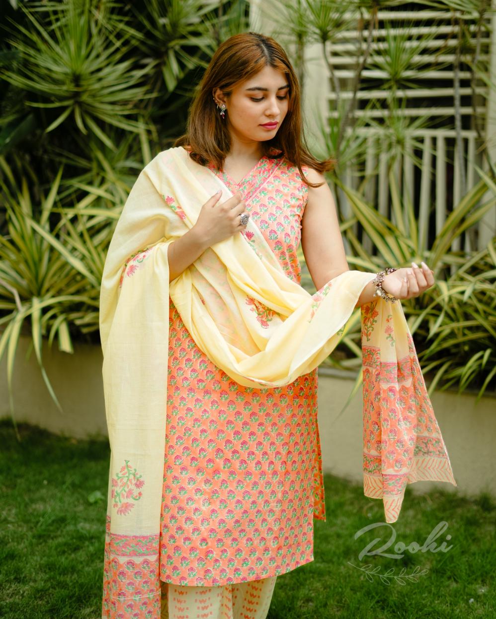 Naisha Block Printed Cotton Suit Set