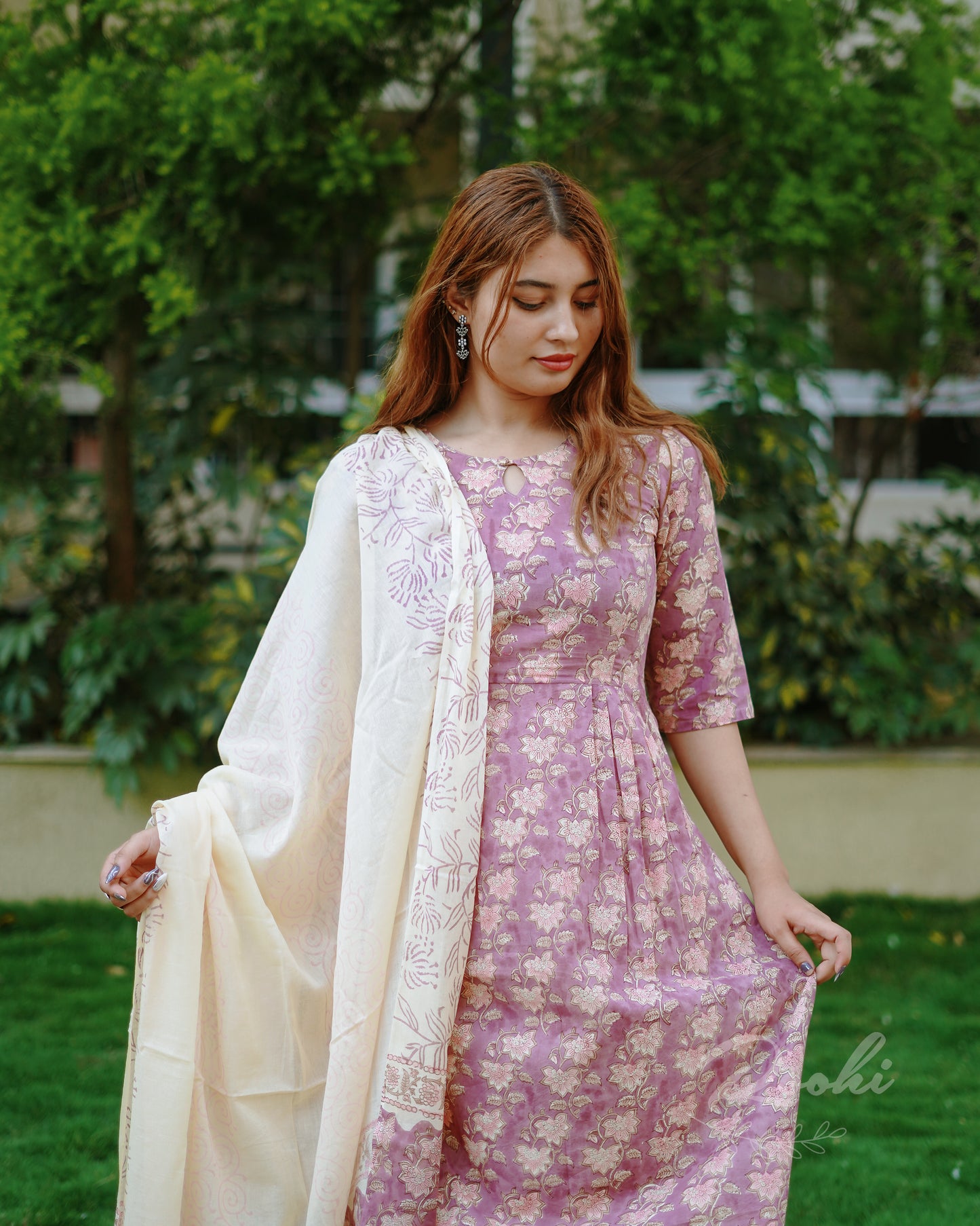 Siya - Block Printed Chanderi Suit Set