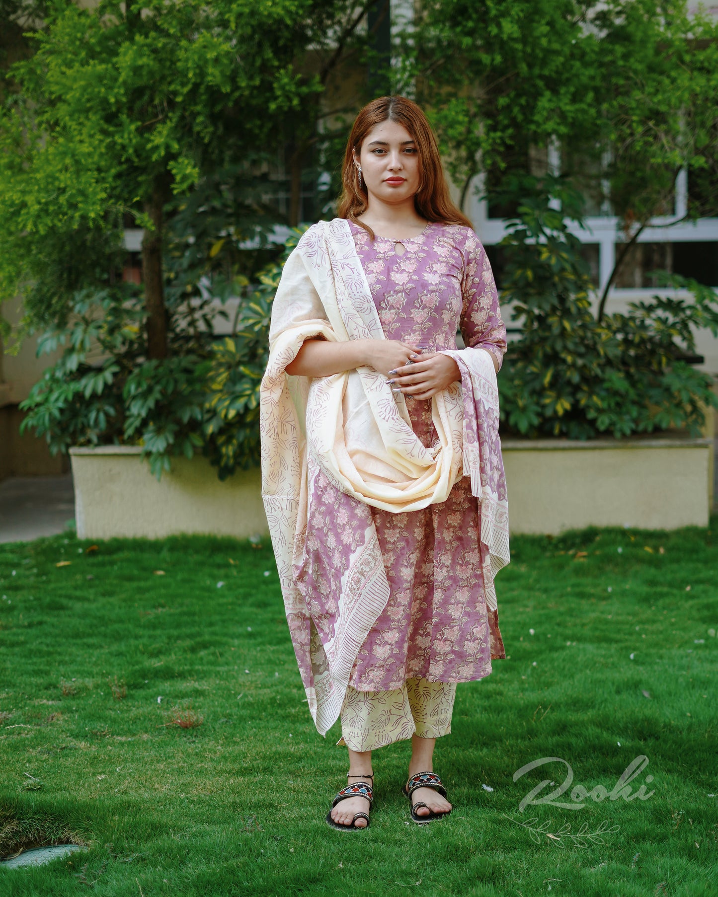 Siya - Block Printed Chanderi Suit Set