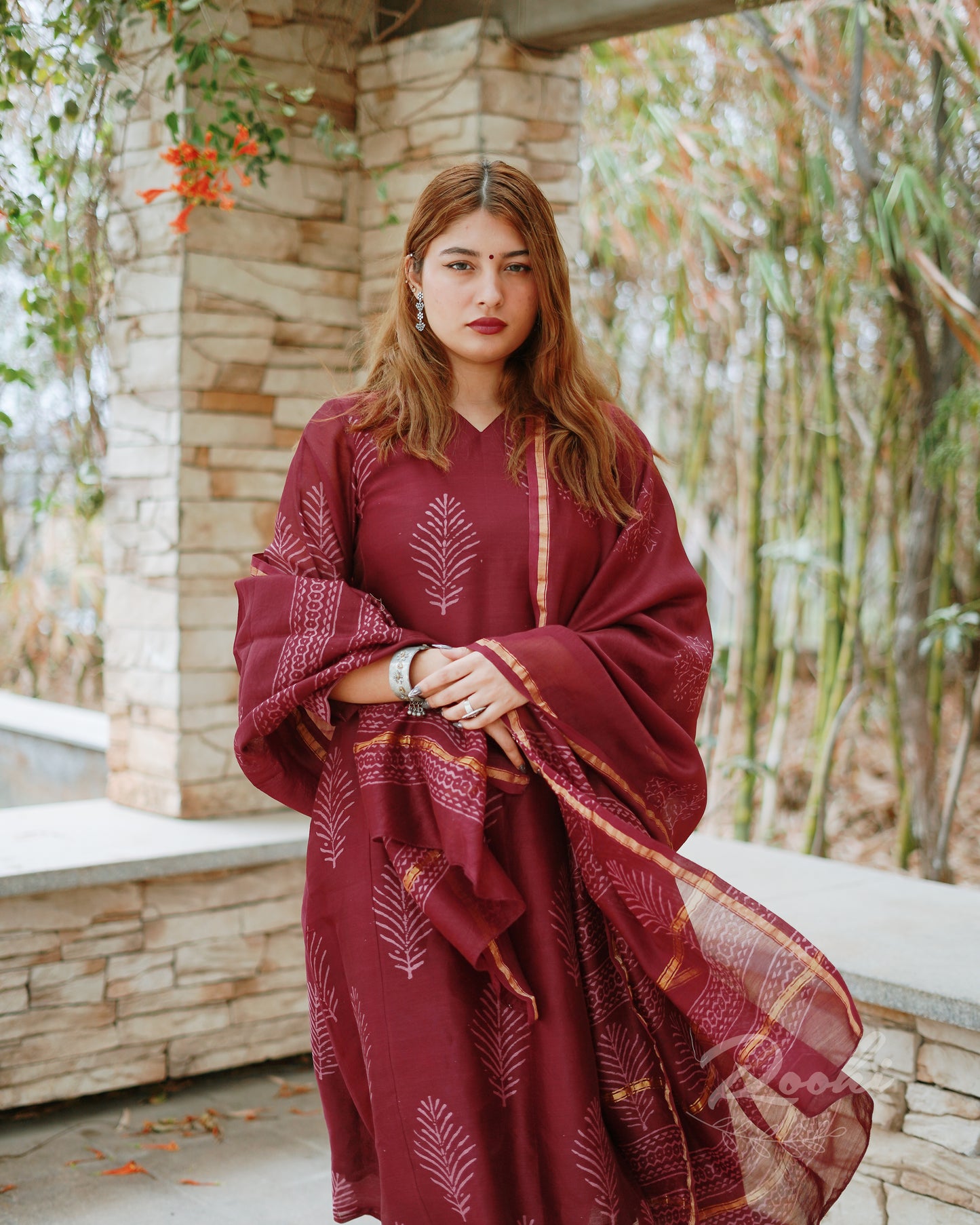 Anika - Block Printed Chanderi Suit Set