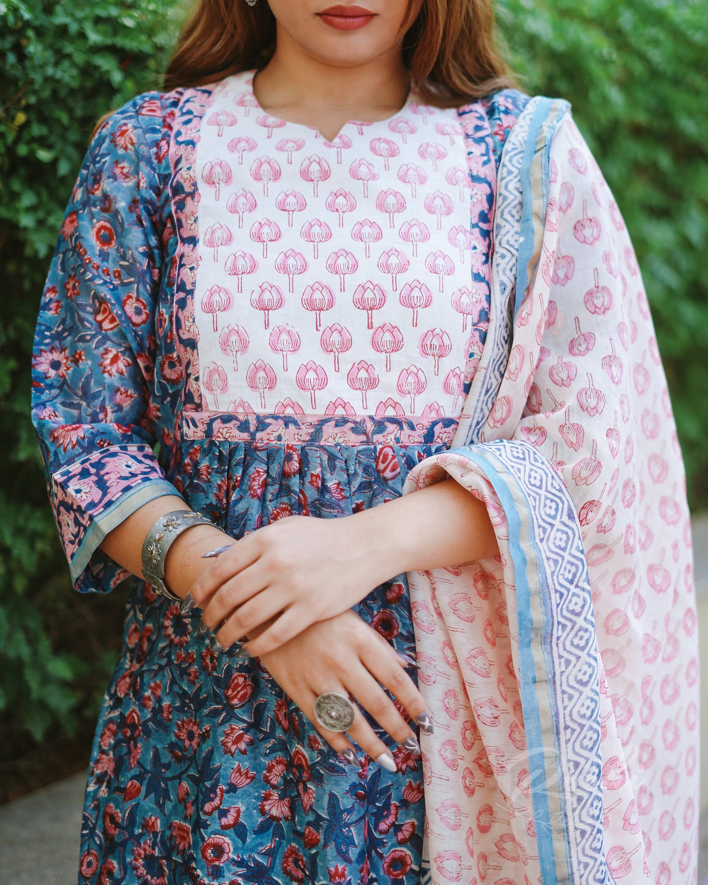 Aayana - Block Printed Chanderi Suit Set