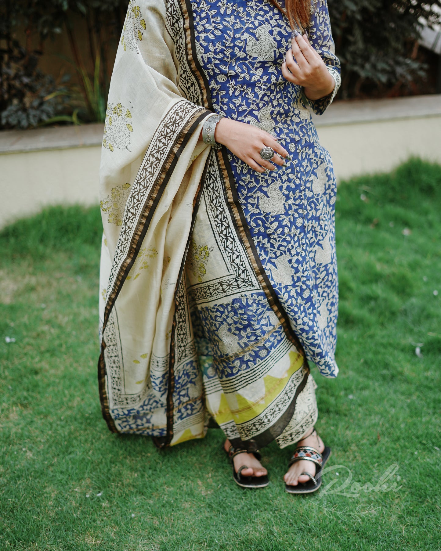 Saanvi - Block Printed Chanderi Suit Set