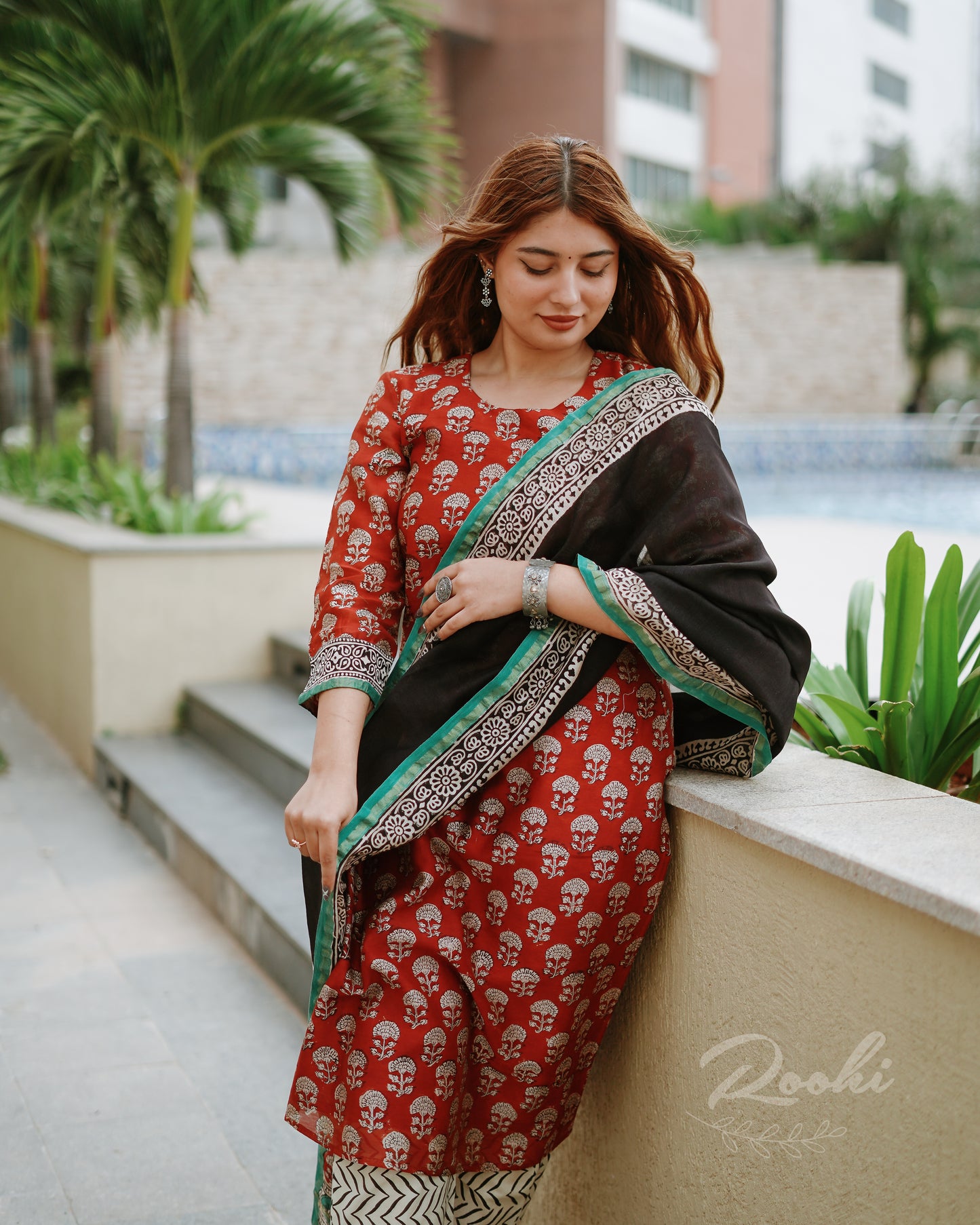 Arunika - Block Printed Chanderi Suit Set