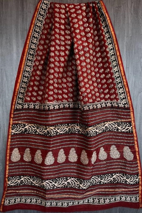 Rukmini Hand Block Chanderi Saree