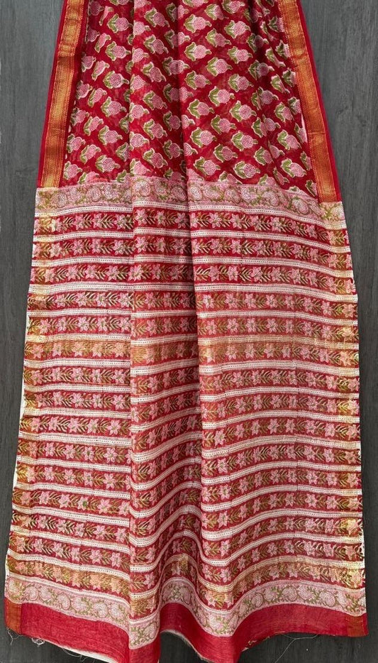 Vachi Hand Block Chanderi Saree