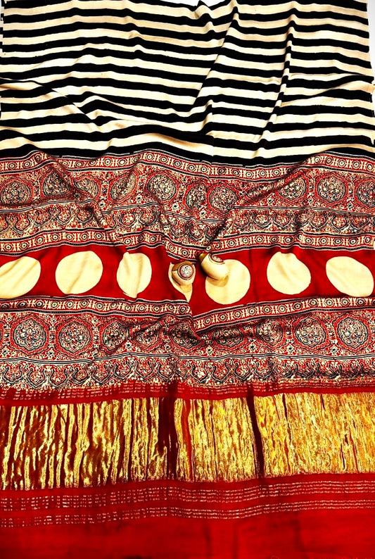 Kanak - Ajrak Modal Silk Saree